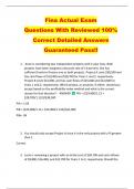 Fina Actual Exam   Questions With Reviewed 100%   Correct Detailed Answers  Guaranteed Pass!! 