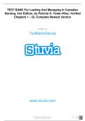 Test Bank For Yoder-Wises Leading and Managing in Canadian Nursing, 2nd Edition (Waddell, 2020), 9781771721677, Chapter 1-32 All Chapters with Answers and Rationals