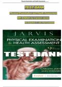 TEST BANK - Carolyn Jarvis, Physical Examination and Health Assessment 9th Edition, Verified Chapters 1 - 32, Complete Newest Version