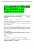 BMAL590 Microeconomics Exam Questions and Answers All Correct 