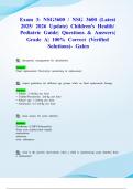 Exam 3: NSG3600 / NSG 3600 (Latest 2025/ 2026 Update) Children's Health/ Pediatric Guide| Questions & Answers| Grade A| 100% Correct (Verified Solutions)- Galen