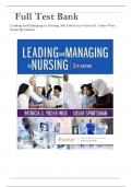 TEST BANK For Leading and Managing in Nursing, 8th Edition by Patricia S. Yoder-Wise, Susan Sportsman| Verified Chapter's 1 - 30 | Complete