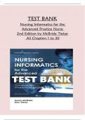 TEST BANK for Nursing Informatics for the Advanced Practice Nurse 2nd Edition by McBride Tietze All Chapters 1 to 30 Complete GRADED A+