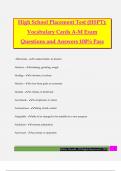 High School Placement Test (HSPT): Vocabulary Cards A-M Exam Questions and Answers 100% Pass