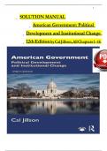 Test Bank and Solutions Manual for American Government Political Development and Institutional