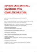 ServSafe Cheat Sheet ALL QUESTIONS WITH COMPLETE SOLUTION. FDA --Answers--Food and Drug Administration, governing body for food safety Main Sources of Contamination (8) --Answers--Ingredients, Water, Air, Soil, Pests, Food Handlers (Co-opers), Food Contac