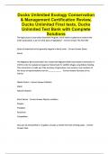 Ducks Unlimited Ecology Conservation & Management Certification Review, Ducks Unlimited Final tests, Ducks Unlimited Test Bank with Complete Solutions