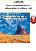 TEST BANK FOR SENSATION AND PERCEPTION 10TH EDITION BY E. BRUCE GOLDSTEIN| REVISED 100% CORRECT ANSWERS (INCLUDES ESSAY QUESTIONS)