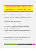 Pharmacology Exam 1 Study Guide Questions and Answers 100% Pass