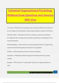 Industrial Organizational Psychology Midterm Exam Questions and Answers 100% Pass