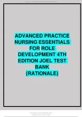 ADVANCED PRACTICE NURSING ESSENTIALS FOR ROLE  DEVELOPMENT 4TH EDITION JOEL TEST  BANK