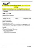 2024 AQA A-level SOCIOLOGY 7192/2 Paper 2 Topics in  Sociology  Verified Question Paper and Marking Scheme Attached 