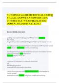 NURSING C488 HESI CRITICAL CARE Q & As ALL ANSWER ANSWERS 100- CORRECTLY VERIFIED