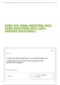 PHED 335- FINAL (WRITTEN) 2025 EXAM QUESTIONS WITH 100% VERIFIED SOLUTIONS!!