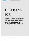 TEST BANK FOR PUBLIC HEALTH NURSING POPULATION CENTERED HEALTH CARE IN THE COMMUNITY 9TH  EDITION STANHOPE