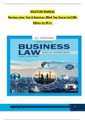 SOLUTION MANUAL Business Law: Text & Exercises (Mind Tap Course List) 10th Edition by Miller