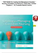 TEST BANK For Leading And Managing In Canadian Nursing, 2nd Edition, by Patricia S. Yoder-Wise, Verified Chapters 1 - 32, Complete. 2025 Version