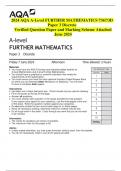 2024 AQA A-Level FURTHER MATHEMATICS 7367/2  Paper 2  Verified Question Paper and Marking Scheme Attached  May 2024  A-level  FURTHER MATHEMATICS  Paper 2  Monday 3 June 2024  Materials  Afternoon  ⚫ You must have the AQA Formulae and statistical tables b