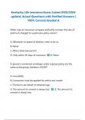 Kentucky Life Insurance Exam (Latest 2025/2026 update) Actual Questions with Verified Answers | 100% Correct| Graded A.