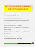 BIO 1201 EXAM 3 LSU QUESTIONS AND ASNWERS 100% PASS