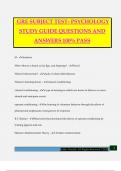 GRE SUBJECT TEST- PSYCHOLOGY STUDY GUIDE QUESTIONS AND ANSWERS 100% PASS