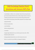  GRE Psychology Practice Test 2 Questions and Answers 100% Pass