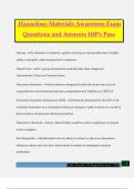 Hazardous Materials Awareness Exam Questions and Answers 100% Pass