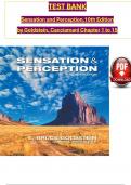 Test Bank For Sensation and Perception,10th Edition By Goldstein, Cacciamani | All Chapters (1-15) | Updated & Latest A+