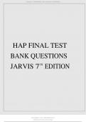 HAP FINAL TEST BANK QUESTIONS JARVIS 7 TH EDITION