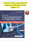 Test bank for Wilkins clinical assessment in respiratory care 8th edition by Huber, Complete Guide | Verified Solution.