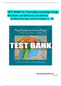 TEST BANK For Psychopharmacology Drugs the Brain and Behavior 3rd Edition By Meyer Nursing, Verified Chapters 1 – 20 2025/2026 Update.