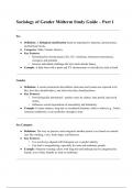 SOCIOL 162 Gender Midterm Part I Study Guide (Winter 2025)