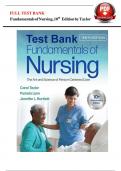 Test Bank for Fundamentals of Nursing, 10th Edition by Carol R. Taylor | 9780781781572 | All Chapters 1-46|LATEST