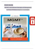 TEST BANK For MGMT 12th Edition, Principles of Management By Chuck Williams, Verified Chapters 1 - 18, Complete Newest Version