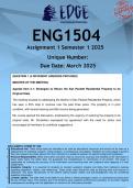 ENG1504 Assignment 1 (ANSWERS) Semester 1 2025 - DISTINCTION GUARANTEED