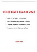 HESI EXIT EXAM 2024 Latest 15 Versions / 15 Sets Exam 2500 + Verified Questions and Answers Complete and Best Document for Exam  Download to Secure High Score in Exam