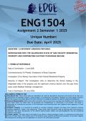 ENG1504 Assignment 2 (ANSWERS) Semester 1 2025 - DISTINCTION GUARANTEED