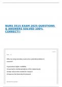 NURS 3515 EXAM 2025 QUESTIONS & ANSWERS SOLVED 100% CORRECT!!