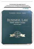 SOLUTION MANUAL AND ANSWER GUIDE FOR  Business Law: Text and Cases (THIRTEENTH EDITION) 13th Edition by Kenneth  Clarkson Roger Miller Frank Cross || ALL CHAPTERS|| 978-1285185248 COMPLETE GUIDE 