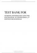 TEST BANK FOR NURSING INFORMATICS AND THE FOUNDATION OF KNOWLEDGE 4TH EDITION MCGONINGLE