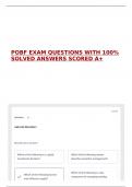 POBF EXAM QUESTIONS WITH 100% SOLVED ANSWERS SCORED A+ 