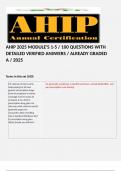 AHIP 2025 MODULE'S 1-5 / 100 QUESTIONS WITH DETAILED VERIFIED ANSWERS / ALREADY GRADED A / 2025  