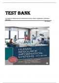 TEST BANK FOR Human Resource Information Systems: Basics, Applications, and Future Directions 5th Edition by Richard D Johnson, Kevin D. Carlson & Michael J. Kavanagh |ISBN: 9781544396743| Guide A+