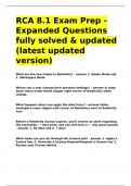 RCA 8.1 Exam Prep - Expanded Questions fully solved & updated (latest updated version).