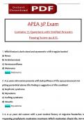 APEA 3P EXAMS BUNDLED APEA 3P Exam Predictor Exam APEA 3P TEST BANK WITH ANSWERS (A+ GUIDE) 2024 Questions and Verified Answers, 100% Guarantee Pass