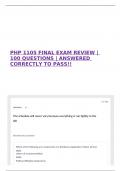 PHP 1105 FINAL EXAM REVIEW | 100 QUESTIONS | ANSWERED CORRECTLY TO PASS!!