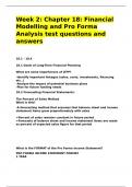 Week 2 Chapter 18 Financial Modelling and Pro Forma Analysis test questions and answers