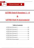 LETRS Unit 8 Session 1 - 6 and LETRS Unit 8 Assessment: ALL IN ONE (Latest 2025 / 2026): Actual Questions with Verified Answers (A+ Guarantee)