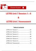 LETRS Unit 7 Session 1 - 6 and LETRS Unit 7 Assessment: ALL IN ONE (Latest 2025 / 2026): Actual Questions with Verified Answers (A+ Guarantee)