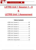 LETRS Unit 1 Session 1 - 8 and LETRS Unit 1 Assessment: ALL IN ONE (Latest 2025 / 2026): Actual Questions with Verified Answers (A+ Guarantee)